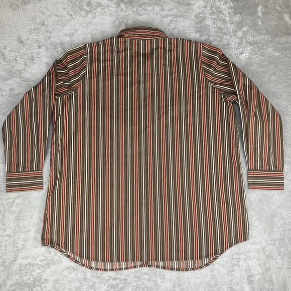 Roaman's Shirt‎ Women's Size Medium Brown Striped Long Sleeve Retro Casual Y2K - Picture 2 of 9